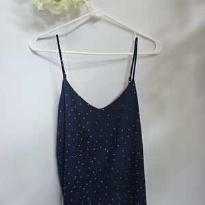 Navy Blue Polka Dot Spaghetti Strap Dress